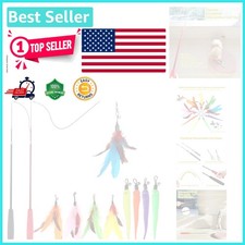 Interactive Feather Cat Toy Set: Retractable Wand  9 Refills for Indoor Fun