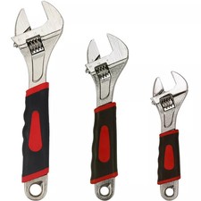 3Pcs Adjustable Wrench Spanner Set Heavy Duty Soft Grip Handle 6" 8" 10" Tool UK