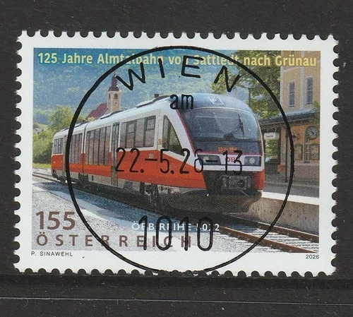 ÖSTERREICH MAI 2026 SM 125 J.Almtalbahn, zentr. gest.Wien/Ausgabetag