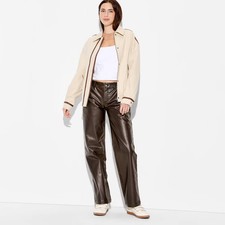 Wild Fable Women's Straight Leg Faux Leather Pants Stretch