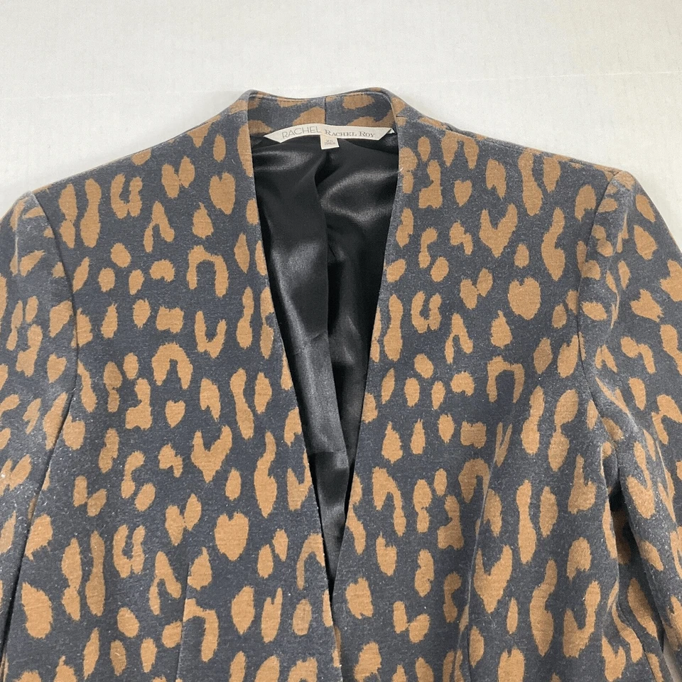 Rachel Roy Womens Blazer Cheetah Print Button Front Long Sleeve Jacket Size XS - Image 3 of 4