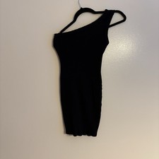 Urban Outfitters Women S Black Ribbed Sleeveless One Shoulder Jordan Mini Dress