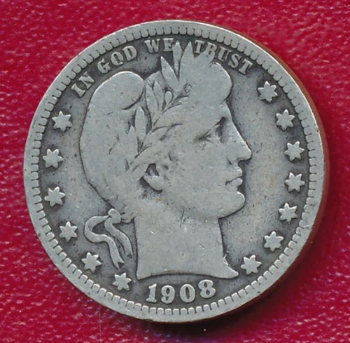 1908-D BARBER SILVER QUARTER **VERY NICE CIRCULATED GOOD PLUS** FREE SHIP!!