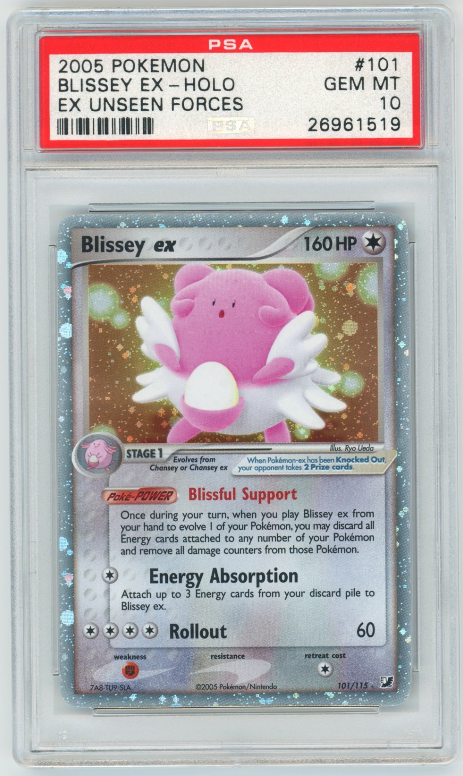 PSA 10 Blissey ex 101/115 EX Unseen Forces Pokemon 2005
