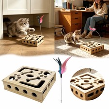 Cat Scratch Puzzle Enrichment Box Interactive Cats Treat Toy Stress Free