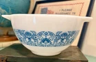 Vintage Pyrex #441 1.5 Pint Horizon Blue Cinderella Mixing Bowl 2 Handles