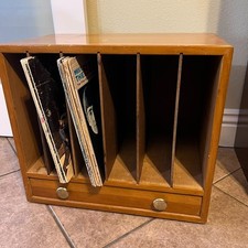 Vintage Mid Century Solid Wood LP Vinyl 12" Record Rack Organizer Shelf 20 Lb 