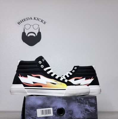 Size 8 - Revenge X Storm Vol. 2 High Top Flame Sneakers Black White Orange