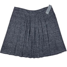 New Eileen Fisher Linen Jersey Melange Pleated Skirt Pull on Graphite Large NWT