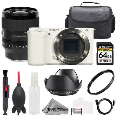 Sony ZV-E10 White Body + Sony FE 35mm f/1.4 GM Lens +64GB + Bag- Basic Kit