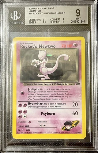 Pokémon BGS 9 Rocket's Mewtwo 14/132 Gym Challenge Holo