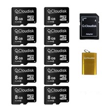 Pack of 10 Micro SD Card 8GB Flash Memory Card C10 A1 U1 Micro SDHC with SD A...