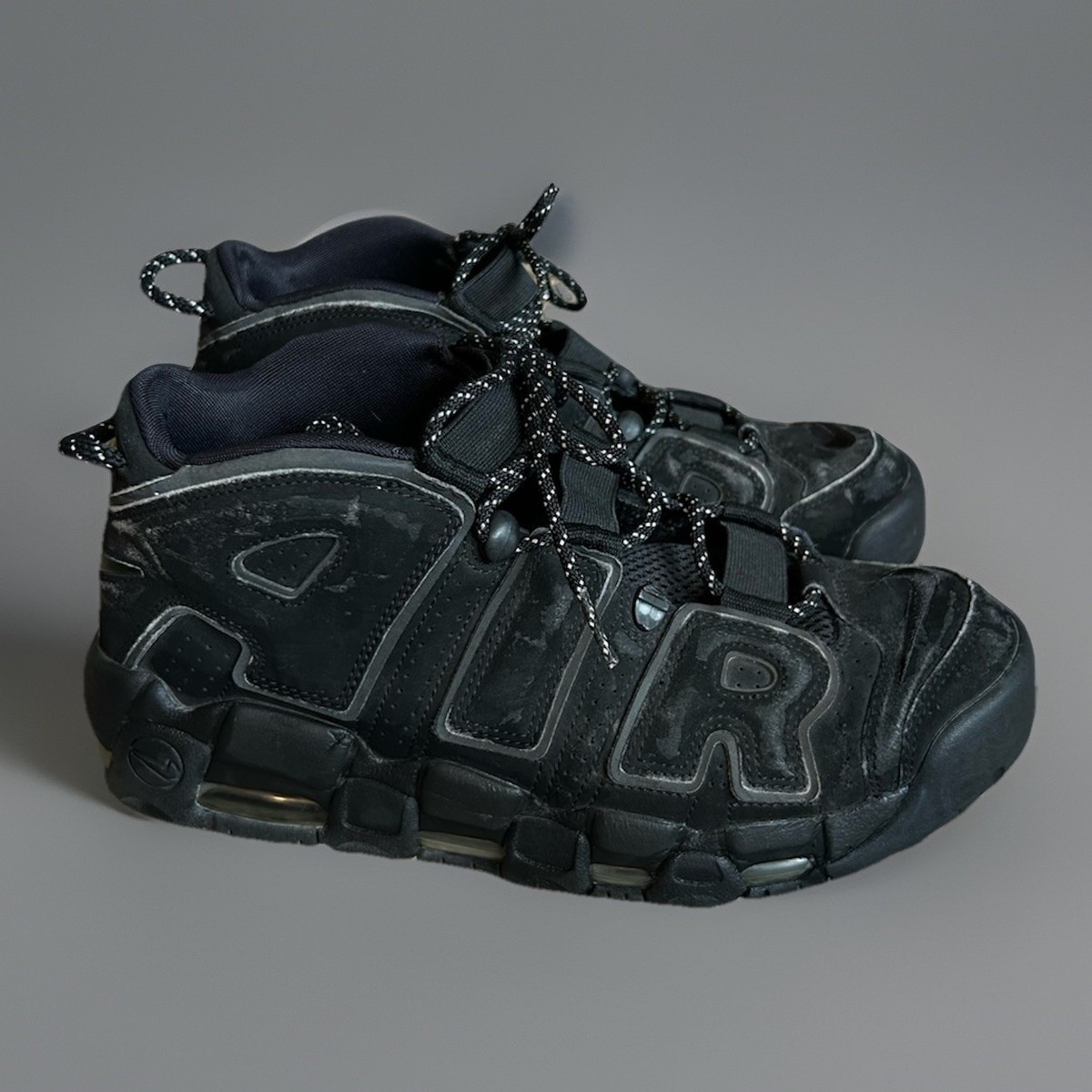 Nike Air More Uptempo Triple Black Mens Size 10 414962-004 Scottie