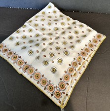 Vintage Carol Stanley Scarf 16x16 Orange  Green Made In Japan Rayon And Silk