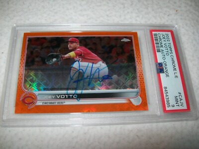 2022 TOPPS CHROME ORANGE JOEY VOTTO AUTO SIGNED #D19/25 CINCINNATI REDS PSA 9