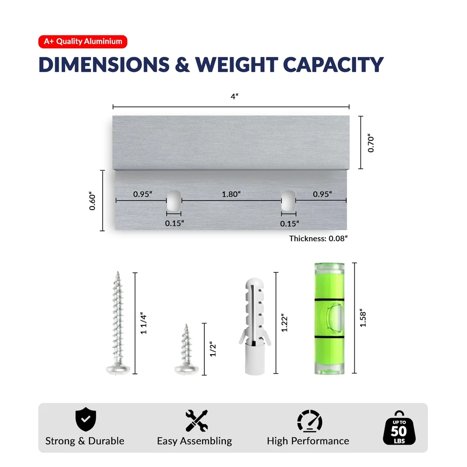 Kit de suspensión de tacos francés 4 pulgadas 2 pares 50 lb Z colgante pesado espejo para cuadros F... Foto 4 de 4