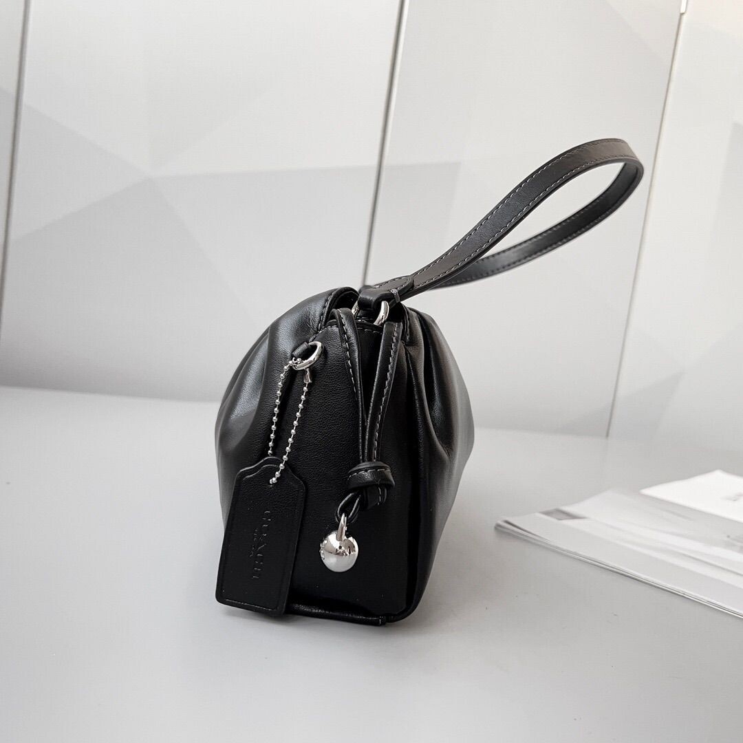 COACH Faye Shoulder Bag Ruching Black CV529 Outlet New