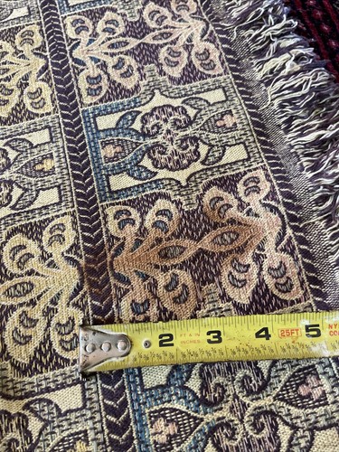 vintage square 45.5” hand woven tapestry linen Table cloth Or Chair Cover - Picture 4 of 7