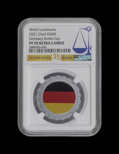 Chad. 2021, 500 Francs, Silver - NGC PF70 - Top Pop 🥇 Bottle Cap, Germany 6 - Picture 2 of 6