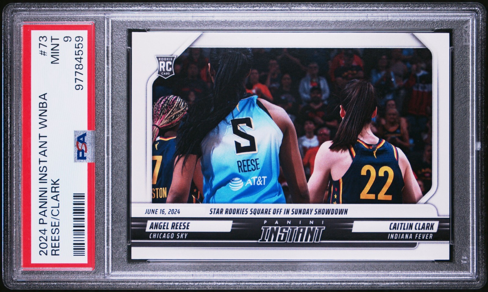 2024 Panini Instant WNBA #73 Caitlin Clark Angel Reese Rookie RC /2870 PSA 9 view 11