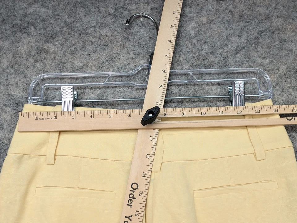Body By Victoria Pants Womens 2 Yellow Button Fly Linen Blend High Rise Cuffed - Image 3 of 4