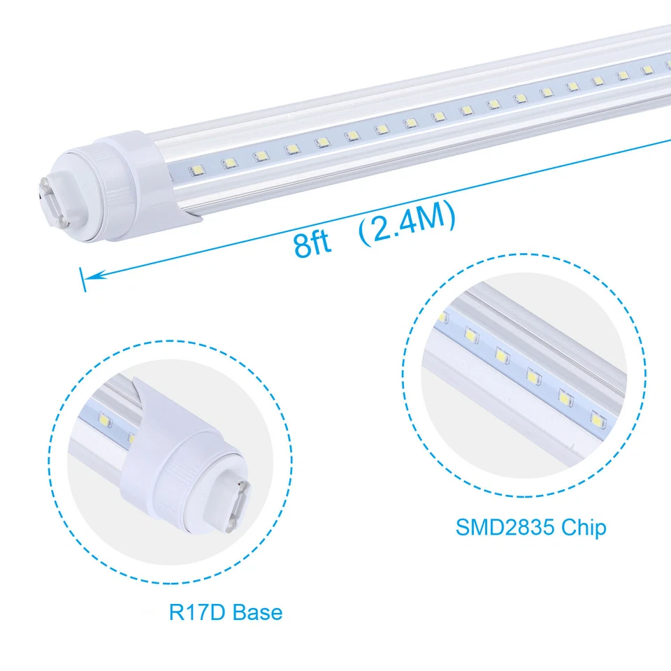 R17D 8FT T8 T10 T12 LED Tube Light 45W Replacement for F96T12/CW/HO 100W Tubes - Image 3 of 4