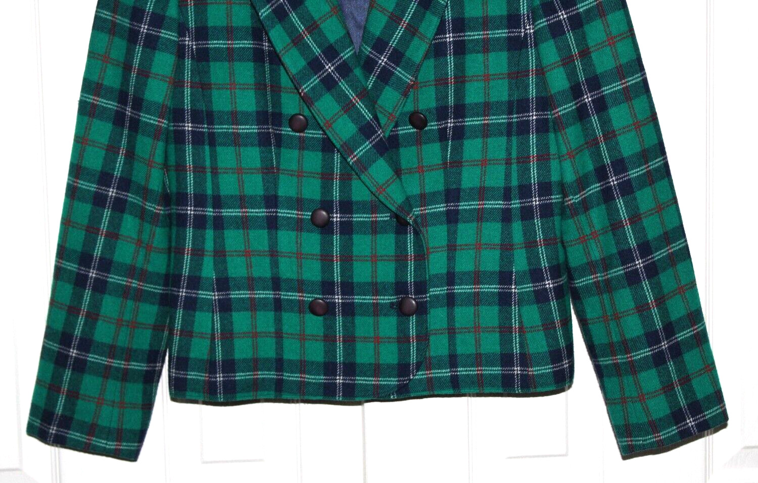 Pendleton Wool Green Plaid Double-Breasted Vintag… - image 4