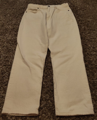 LOFT Jeans Womens 30 10 White Cream High Waist Straight Crop Cotton Denim