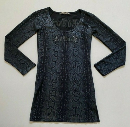 Ed Hardy Women Black Logo Faux Snake 