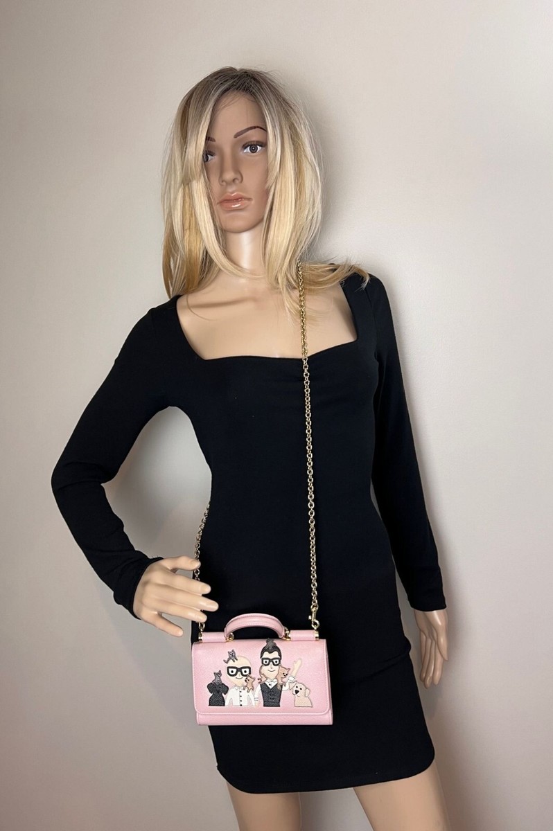 Dolce&Gabbana★ハンドル付 チェーンウォレット スマホバッグ★ Dolce Gabbana Phone Bag St Dauphine Cartoon Pink Wallet on a
