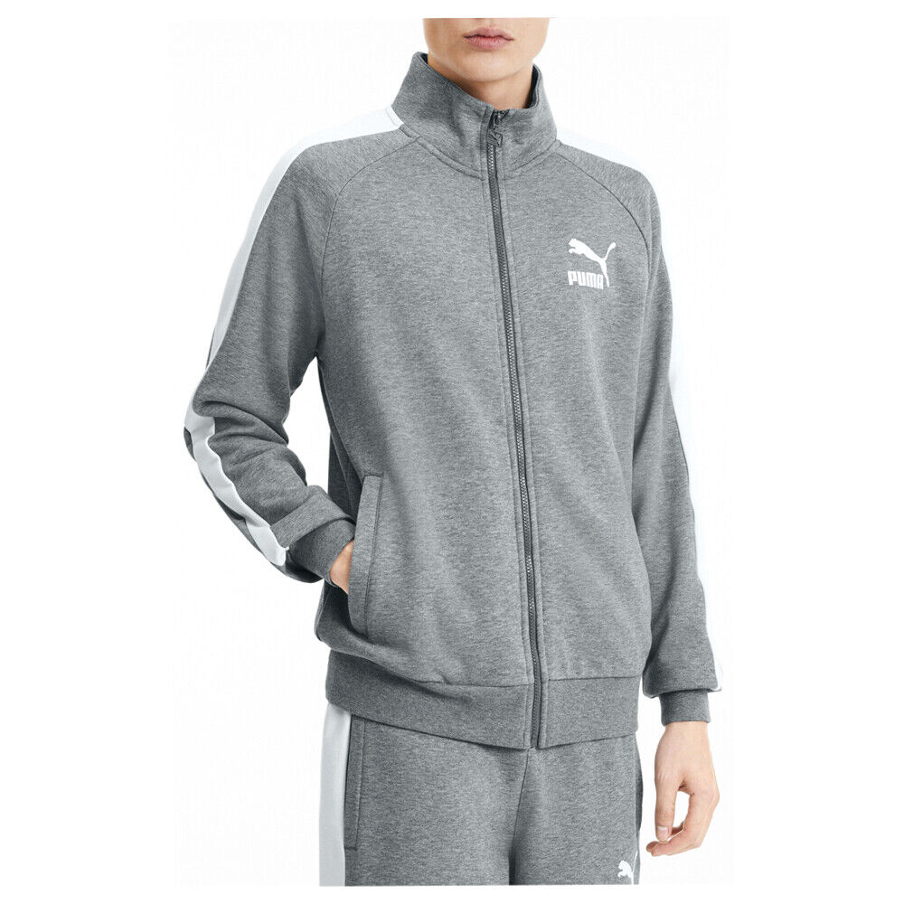 Puma Iconic T7 Full Zip Track Jacket Mens Grey Coats Jackets Puma Iconic T7 Full Zip Track Jacket Mens Grey Coats Jackets