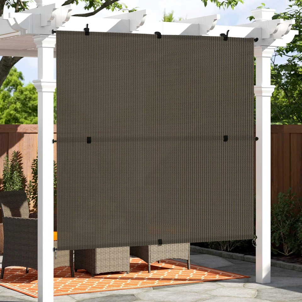 Persiana enrollable plegable de tela UV anti inalámbrica para patio exterior porche Foto 2 de 4