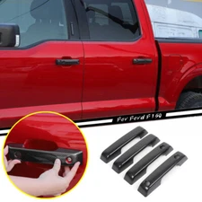 4P Car Door Handle Decor Cover Trim For Ford F150 21-23 Accessories Carbon Fiber