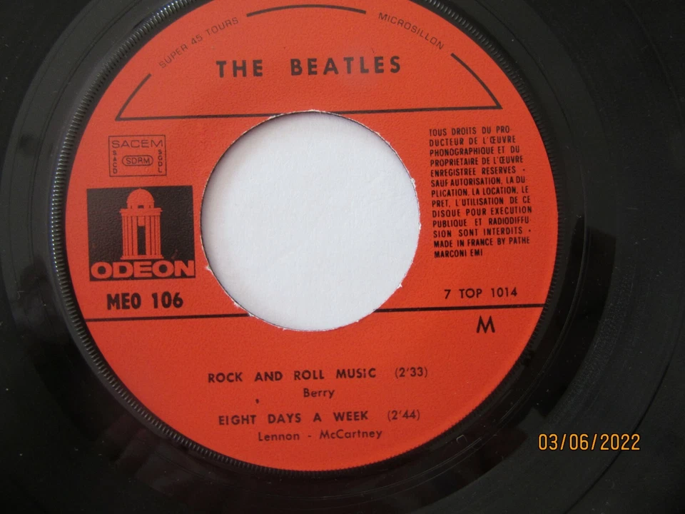 BEATLES ''LES BEATLES''  EIGHT DAYS A WEEK + 3- EP 7'' Nr Mint- FRANCE - Image 3 of 4