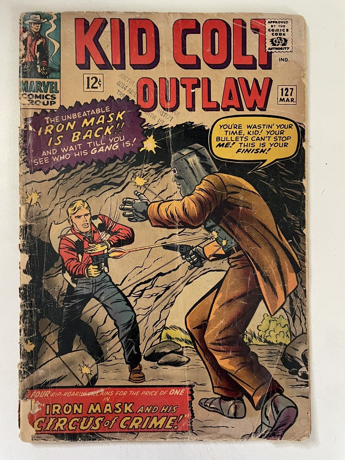 Kid Colt, Outlaw #127  Marvel Comics (1966) IRON MASK Silver Age Western