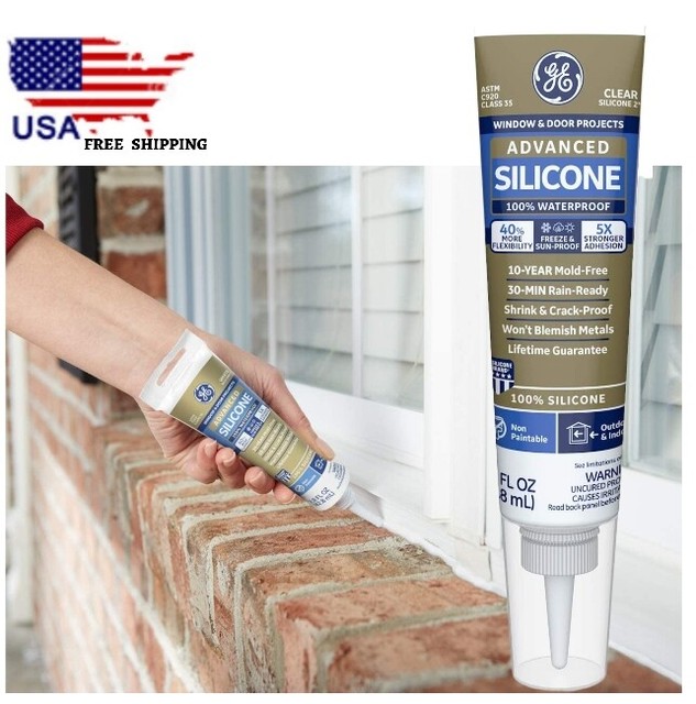 GE Ge500 Silicone 2 Window & Door Sealant Caulk Squeeze Tube 2.8oz