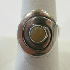VINTAGE 925 Sterling silver AMBER ring .SIZE 8 Signed MLV