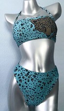 Victoria's Secret New Cheetah Animal High Leg Bikini Bottom  Bandeau Top Set