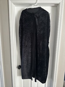 Cape Black Crushed Velvet Costume Lightweight One Size Adult