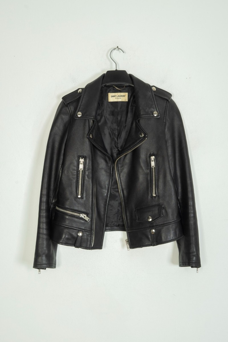 Ladies Saint Laurent Paris YSL Classic Motorcycle Leather