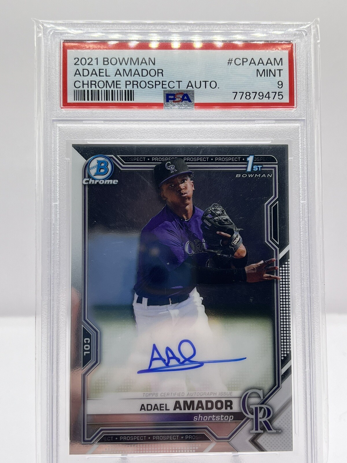 2021 Bowman Chrome Adael Amador 1st Prospect Auto Autograph #CPA-AAM PSA 9 Mint
