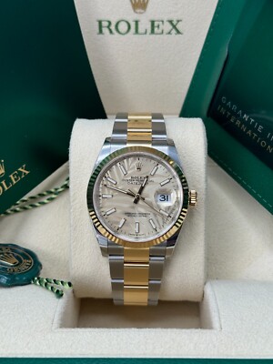Rolex Datejust 36 NEW 2023 Champagne Motif Palm Dial 126233 Yellow Gold Oyster