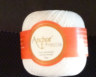 68  /1 kg Anchor Freccia Häkelgarn Stärke 8 weiß  50 g