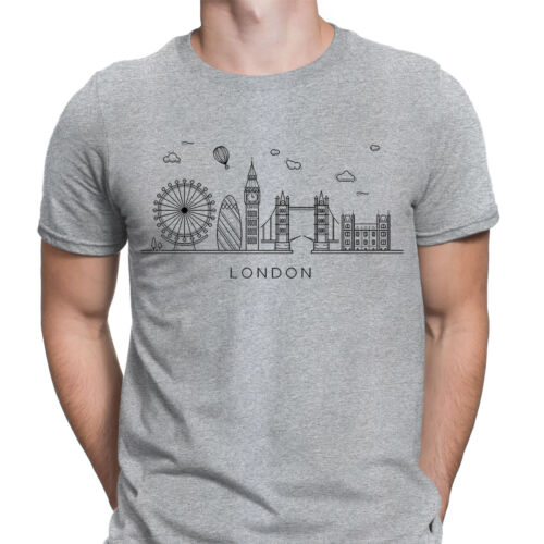 London Skyline Inglaterra Reino Unido Torre Recuerdo Adorable Regalo Hombres Camisetas Top #6ED - Imagen 1 de 9