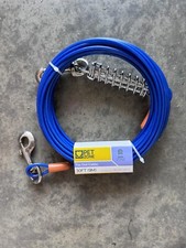 30ft Dog Tie Out Cable up to 50LB Wire Steel Chain Gear Pet Zone Blue NEW