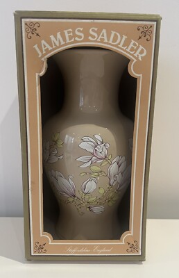 James Sadler England Vase mit Magnolien Design Originalkarton 20 cm Vintage
