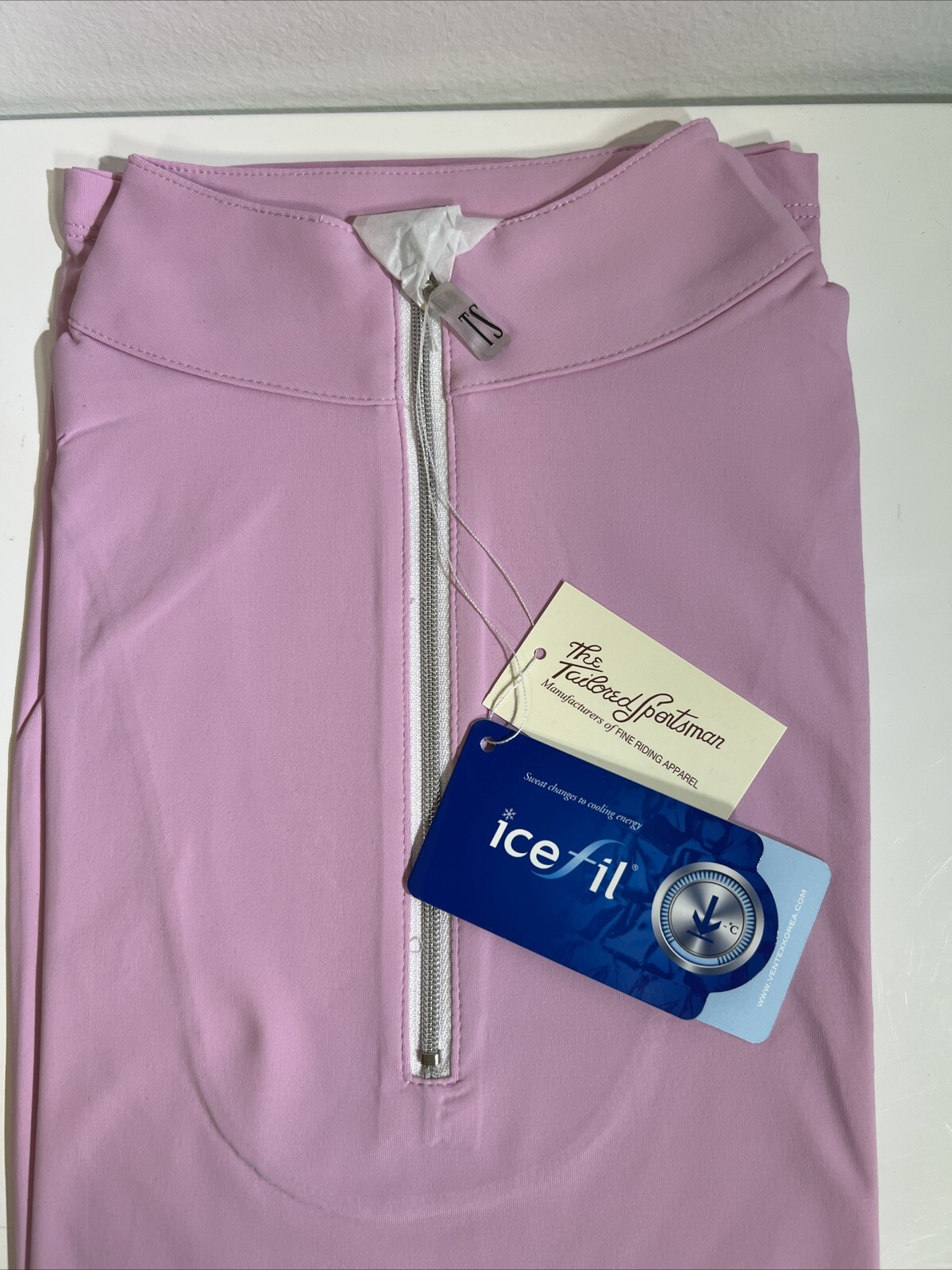 Tailored Sportsman ICEFIL Short Sleeve Ziptop Shirt Eye Candy pink/ Silver MD