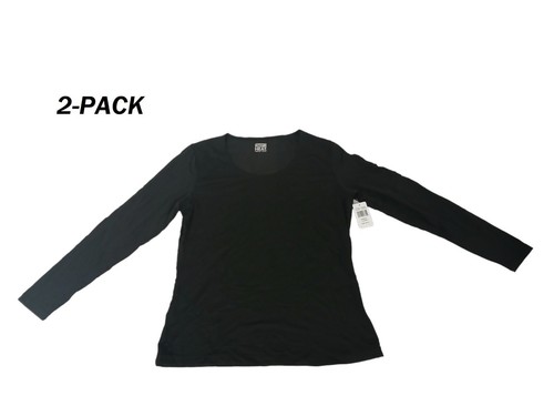 2-PACK NEW 32 Degree Ladies' Heat Long Sleeve Scoop Neck Tee (BLACK) SIZE: XL - Picture 1 of 8