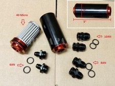 Black Red An6 An8 An10 High Flow 40 Micron Cleanable Ss Inline Fuel Filter
