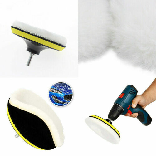 5Pcs 6" Buffing Polishing Pads Wool Wheel Mop Kits Car Polisher Drill Adatper UK - Picture 3 of 12
